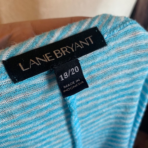 🛍🛍 Lane Bryant green white striped ruched side top - Picture 5 of 6